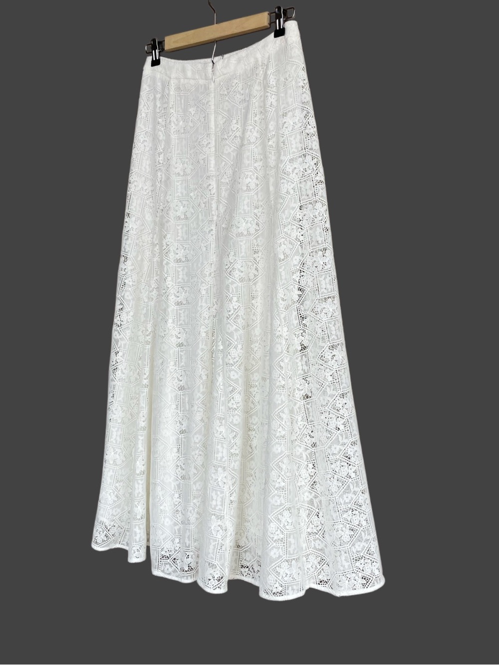 SEZANE White Ecru Flowy Embroidered Floral Lace Maxi Skirt Aglae Skirt - Picture 16 of 17